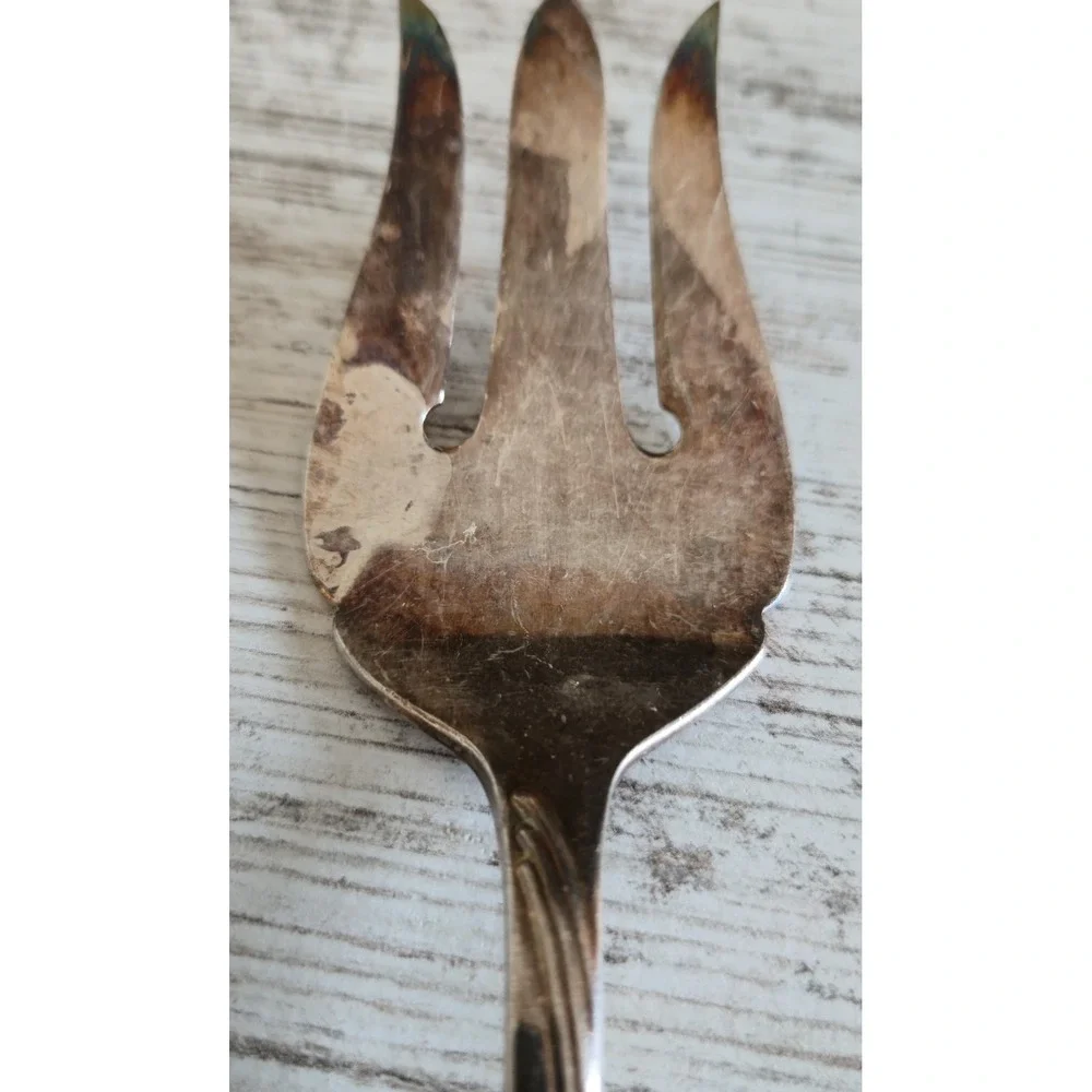 Vintage Oneida Ltd Stainless Serving Fork 3-Tine Cold Meat Fork Utensil 8.5in